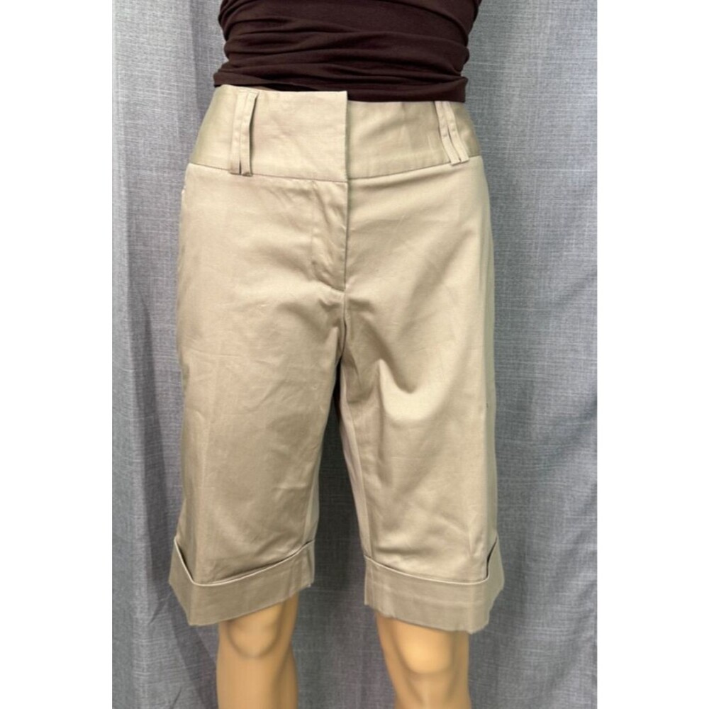 Atelier Luxe Khaki Cuffed Bermuda Shorts Women's Size 10